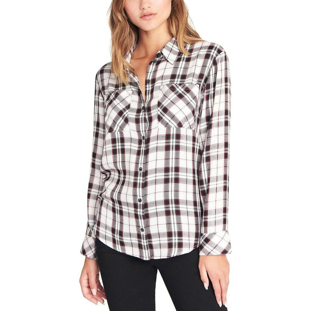 NWT Sanctuary Women's Boyfriend Plaid Button Down Shirt Sz XXS